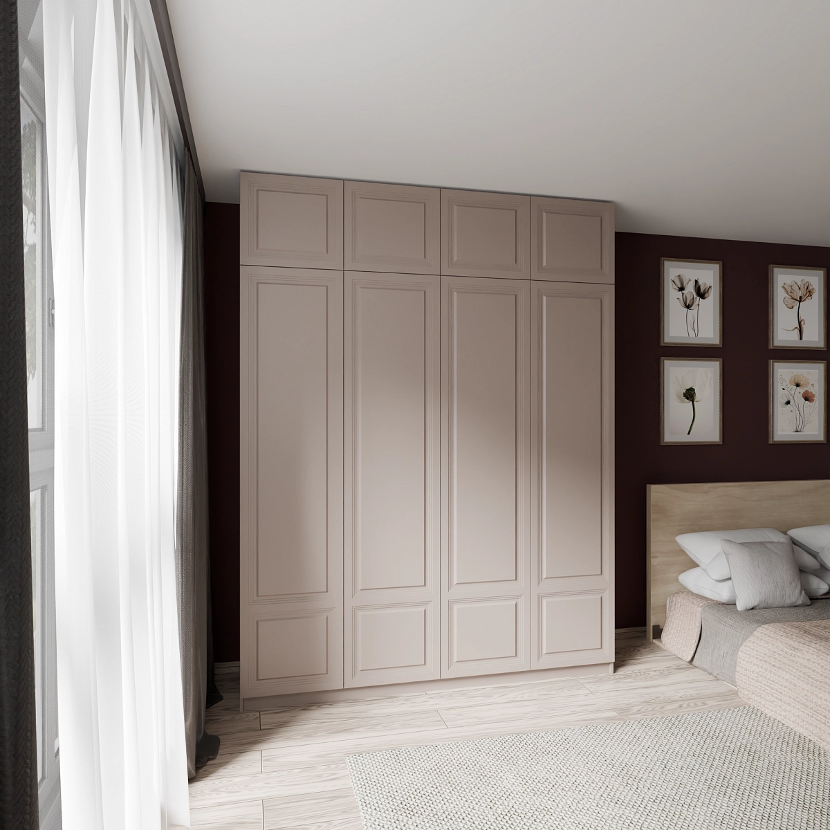Шкаф с антресолью и фрезерованными фасадами Альтаир Кашемир (Оргей+)